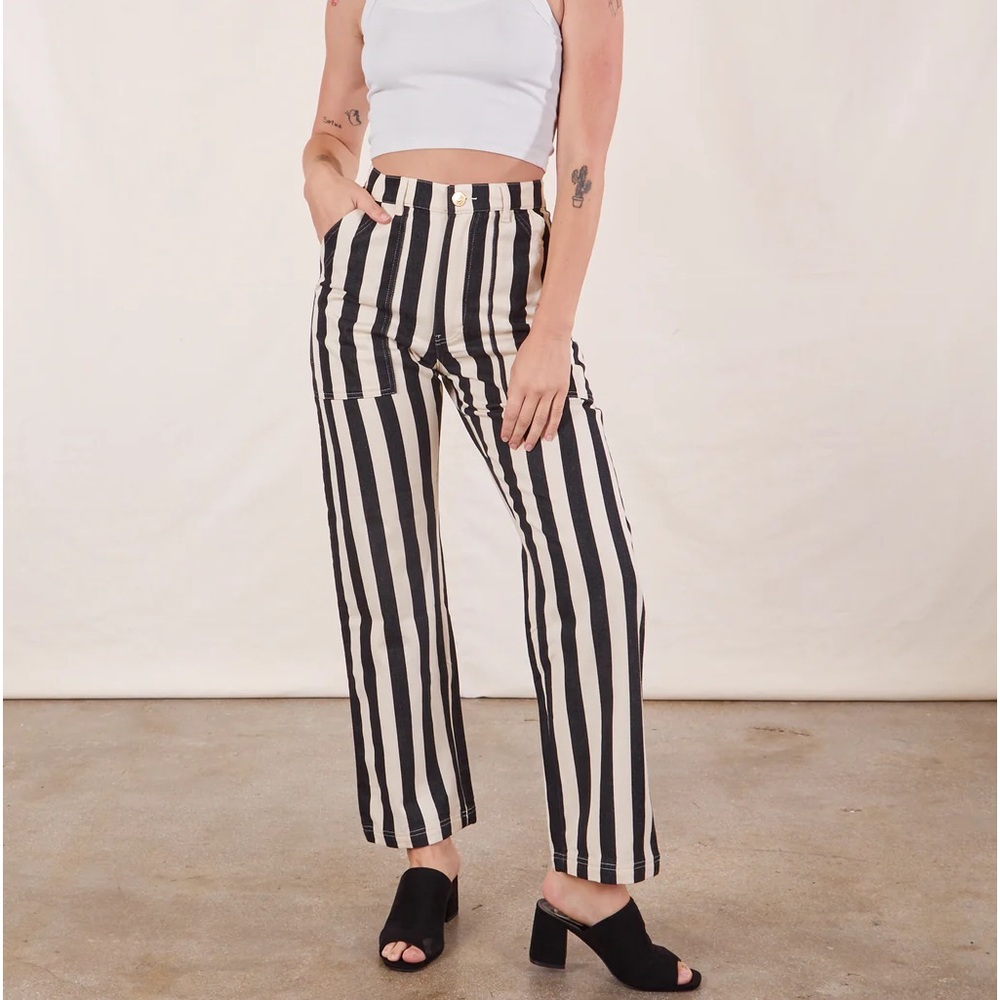 NWT Big Bud Press Work Pants Black Striped Size Large